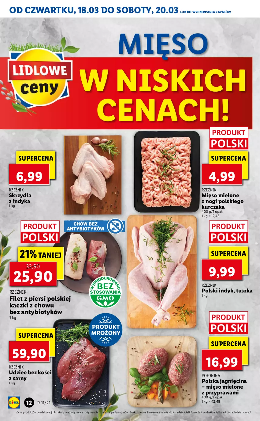 Gazetka promocyjna Lidl - GAZETKA - ważna 18.03 do 20.03.2021 - strona 12 - produkty: Kurczak, Mięso, Mięso mielone, Tusz