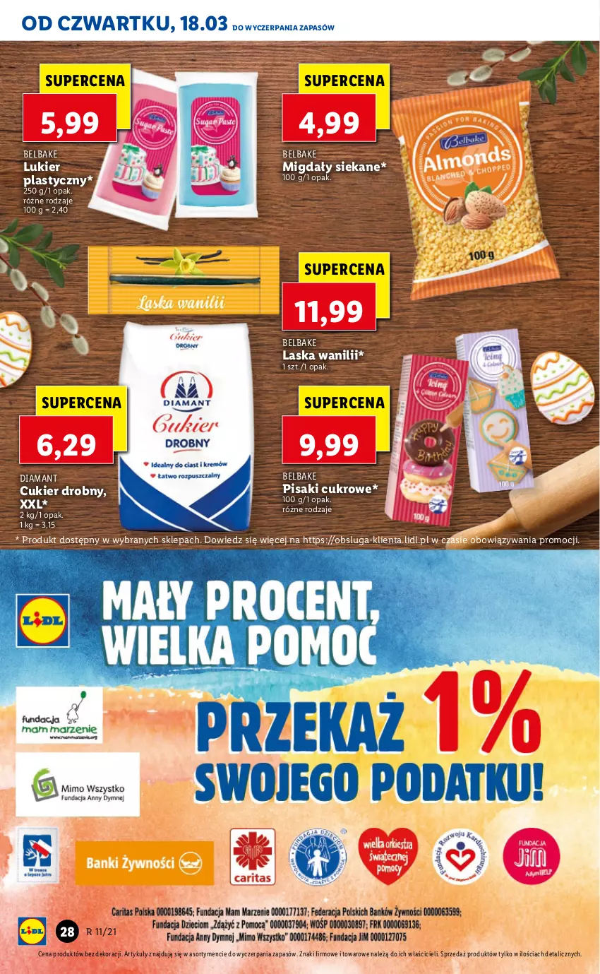 Gazetka promocyjna Lidl - GAZETKA - ważna 18.03 do 20.03.2021 - strona 28 - produkty: Cukier, Diamant, Migdały