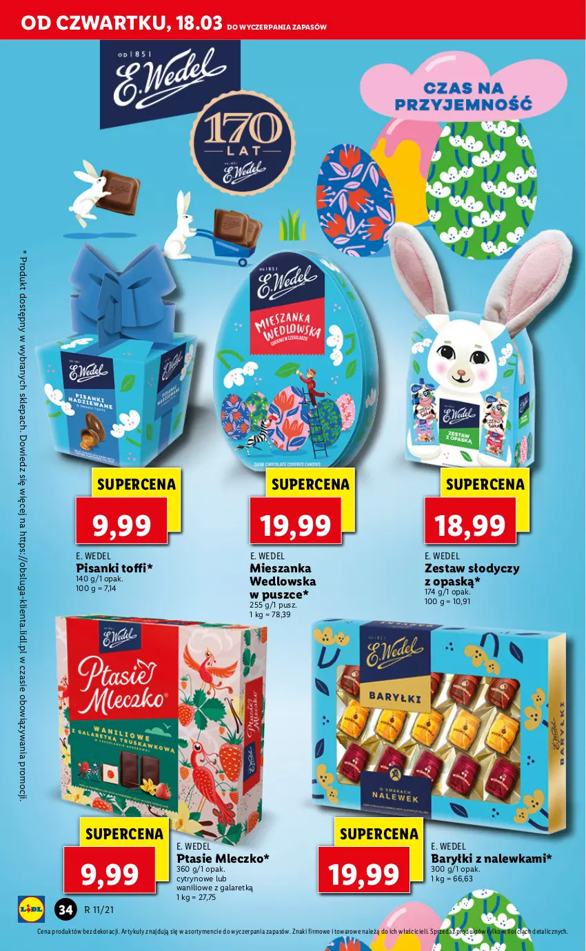 Gazetka promocyjna Lidl - GAZETKA - ważna 18.03 do 20.03.2021 - strona 34 - produkty: Baryłki, E. Wedel, Gala, Mieszanka wedlowska, Mleczko, Ptasie mleczko, Sanki