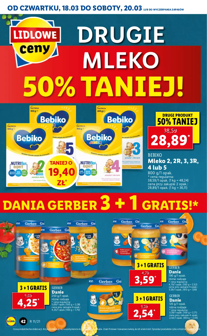 Gazetka promocyjna Lidl - GAZETKA - ważna 18.03 do 20.03.2021 - strona 42 - produkty: Bebiko, Gerber, Gra, Mleko