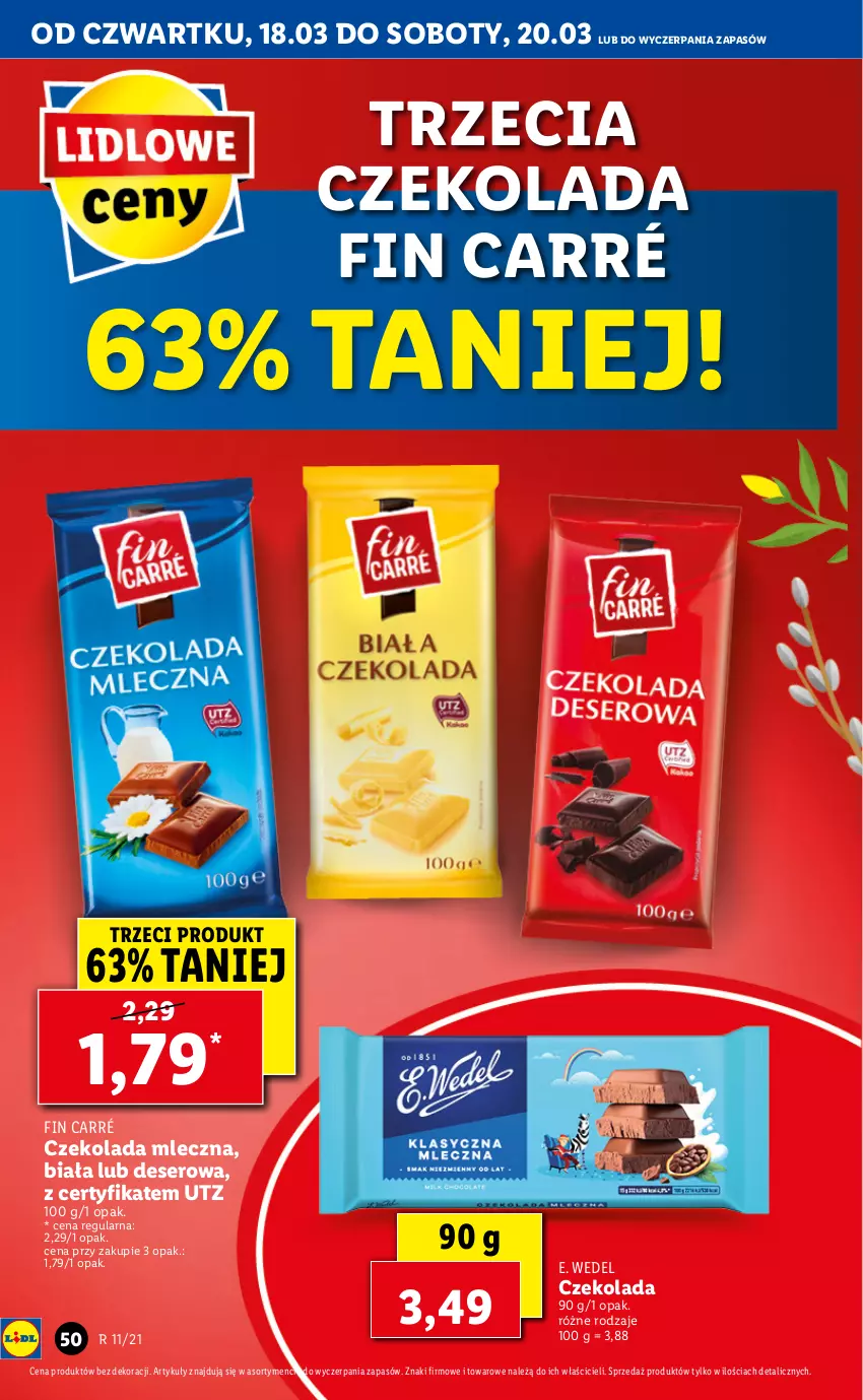 Gazetka promocyjna Lidl - GAZETKA - ważna 18.03 do 20.03.2021 - strona 50 - produkty: Czekolada, Czekolada mleczna, Deser, E. Wedel, Ser