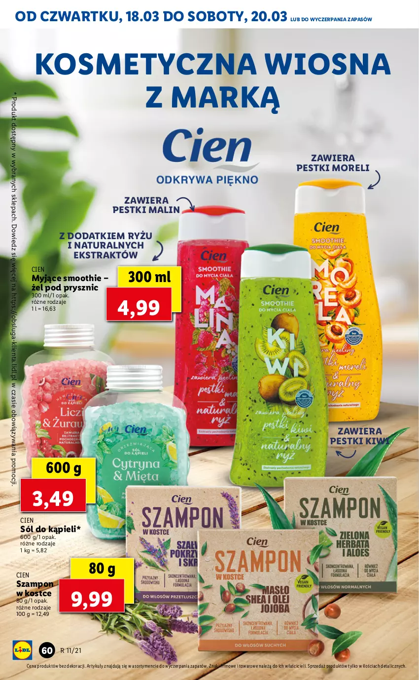 Gazetka promocyjna Lidl - GAZETKA - ważna 18.03 do 20.03.2021 - strona 60 - produkty: Kiwi, Ryż, Smoothie, Sól, Sól do kąpieli, Szampon