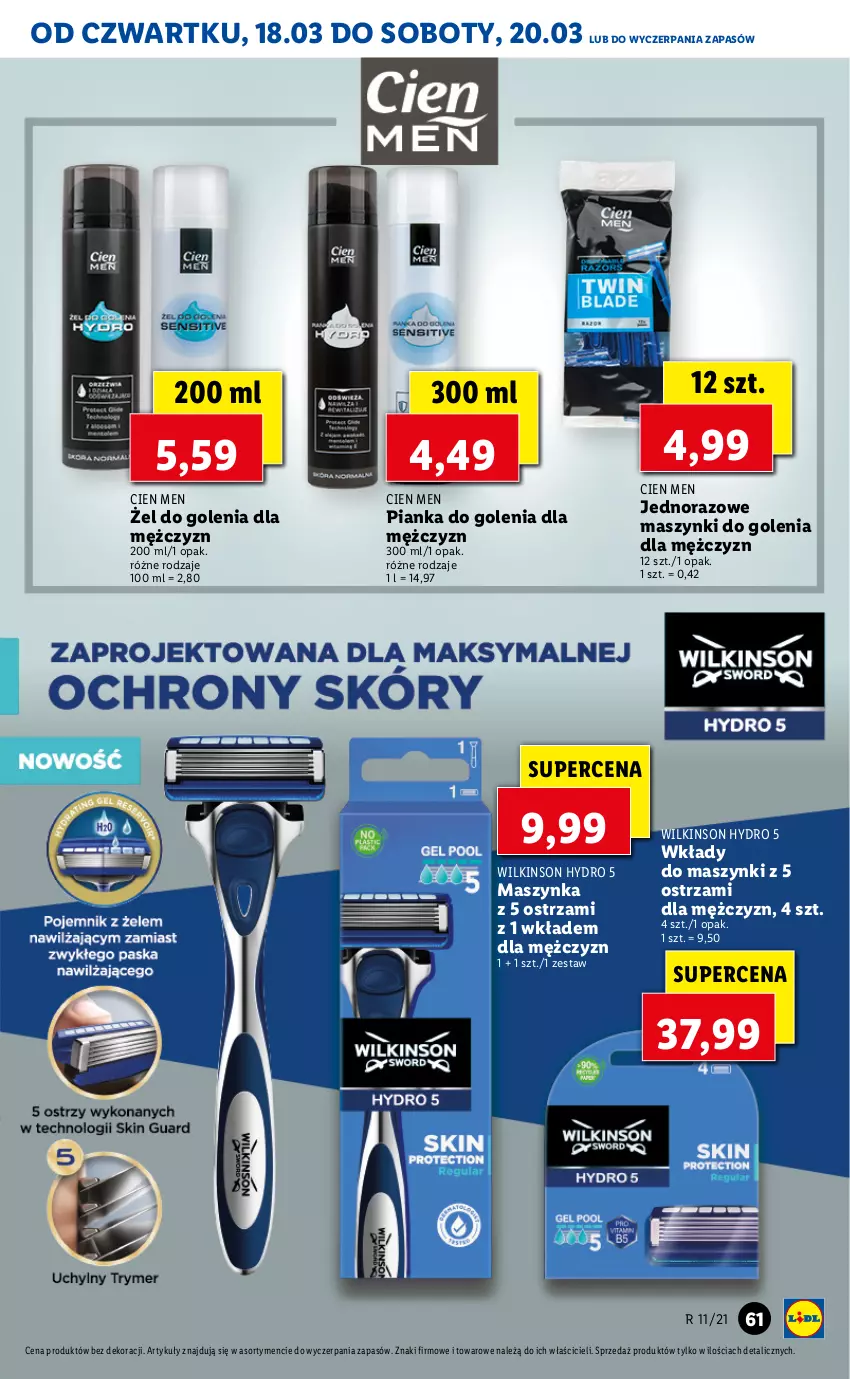 Gazetka promocyjna Lidl - GAZETKA - ważna 18.03 do 20.03.2021 - strona 61 - produkty: Maszynka, Pianka do golenia, Szynka