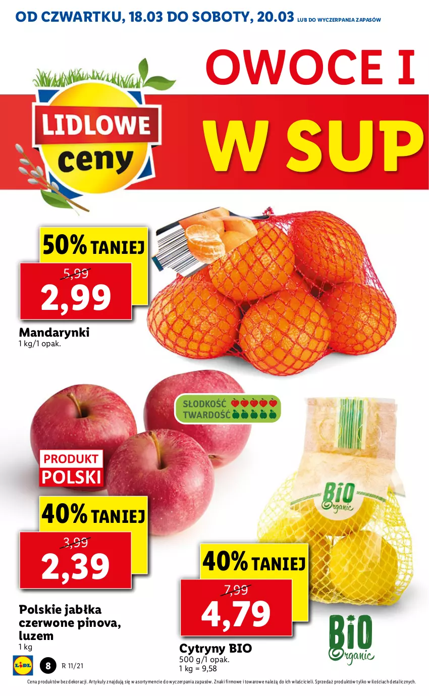 Gazetka promocyjna Lidl - GAZETKA - ważna 18.03 do 20.03.2021 - strona 8 - produkty: Cytryny, Jabłka, Mandarynki, Owoce