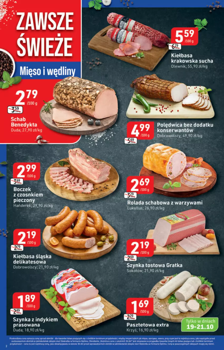 Gazetka promocyjna Stokrotka - ważna 19.10 do 25.10.2023 - strona 12 - produkty: Boczek, Duda, Gra, Lion, Olewnik, Pasztet, Piec, Ser, Sok, Sokołów, Szynka