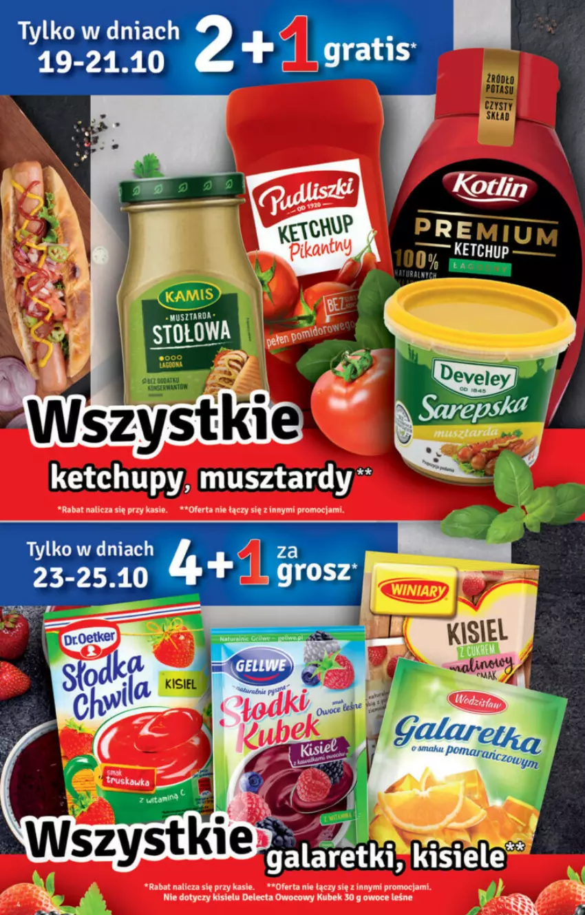 Gazetka promocyjna Stokrotka - ważna 19.10 do 25.10.2023 - strona 16 - produkty: Delecta, Gala, Galaretki, Ketchup, Kisiel, Kubek, Mus, Musztarda, Owoce