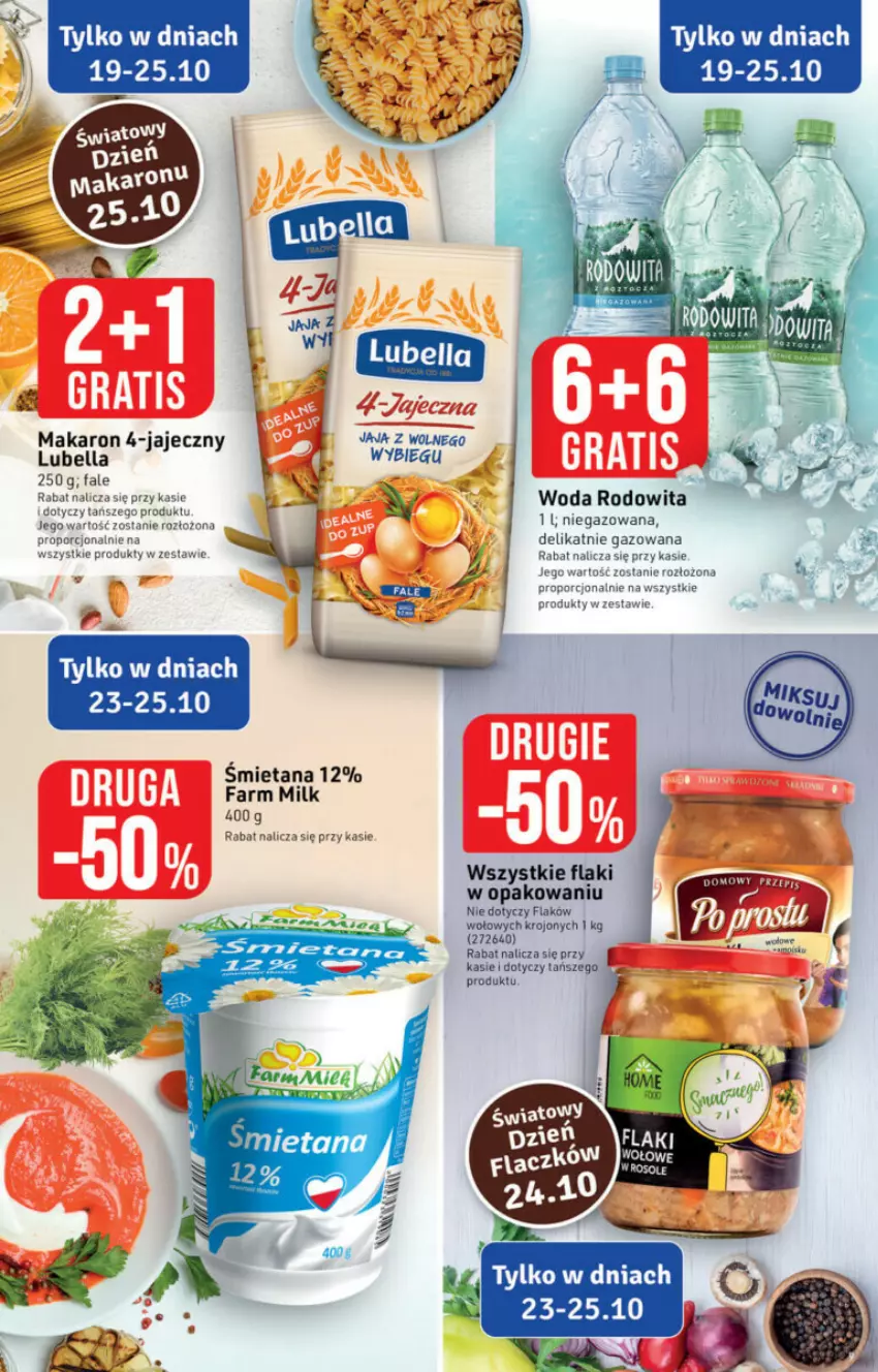 Gazetka promocyjna Stokrotka - ważna 19.10 do 25.10.2023 - strona 21 - produkty: Bell, Bella, Fa, Farm Milk, Flaki, Lubella, Makaron, Por, Woda