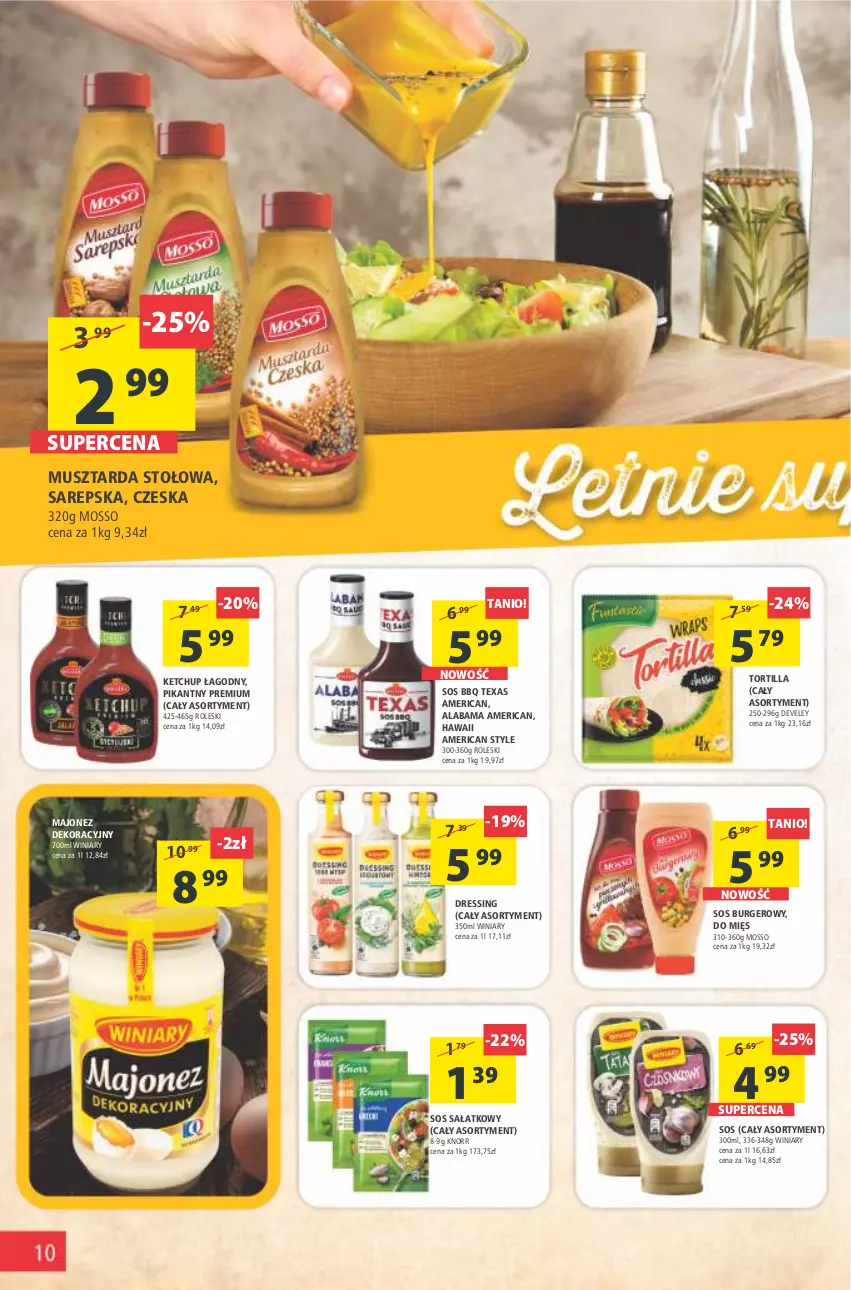 Gazetka promocyjna Arhelan - Gazetka - ważna 17.06 do 26.06.2022 - strona 10 - produkty: Burger, Dres, Ketchup, Knorr, Majonez, Mus, Musztarda, Sałat, Sos, Tortilla, Winiary