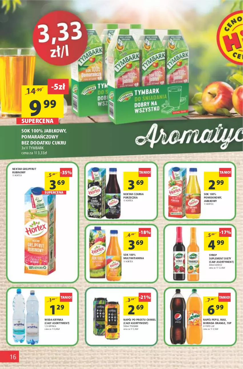 Gazetka promocyjna Arhelan - Gazetka - ważna 17.06 do 26.06.2022 - strona 16 - produkty: 7up, Grejpfrut, Hortex, Mirinda, Napój, Nektar, Pepsi, Por, Rubin, Sok, Suplement diety, Syrop, Tymbark, Woda