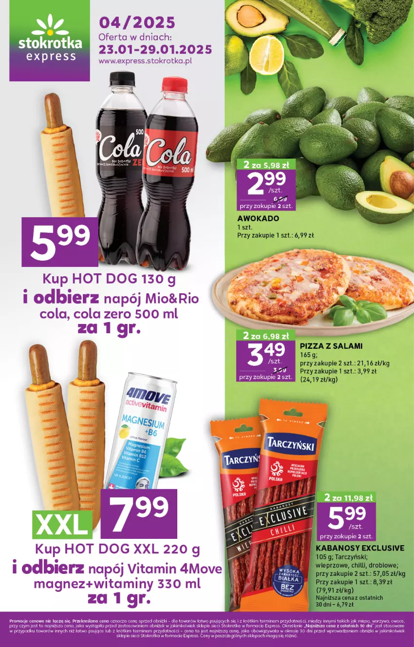 Gazetka promocyjna Stokrotka - Stokrotka Express - ważna 23.01 do 29.01.2025 - strona 1 - produkty: Hot dog, Magnez, Napój, Owoce, Ser, Warzywa