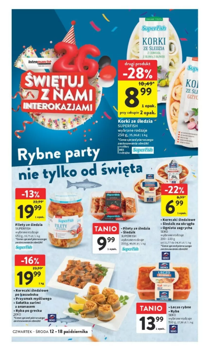 Gazetka promocyjna Intermarche - ważna 12.10 do 18.10.2023 - strona 17 - produkty: Ananas, Gry, Koreczki śledziowe, Ryba, Ryba po grecku, Sałat, Sałatka, SEKO, Surimi