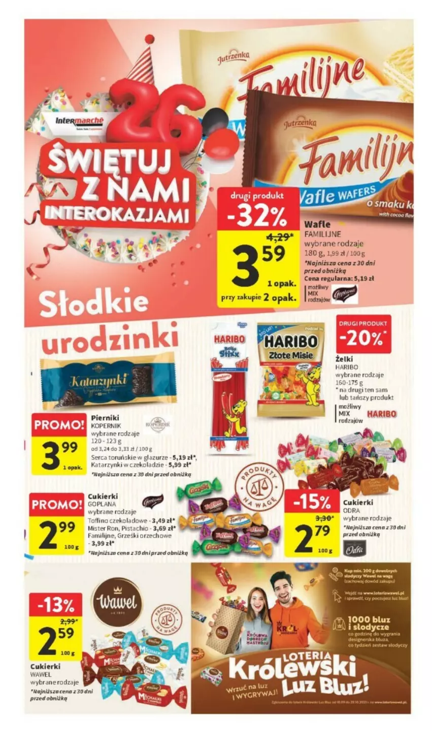 Gazetka promocyjna Intermarche - ważna 12.10 do 18.10.2023 - strona 26 - produkty: Cukier, Cukierki, Fa, Goplana, Grześki, Haribo, LANA, Lazur, Piernik, Ser, Toffino, Wawel