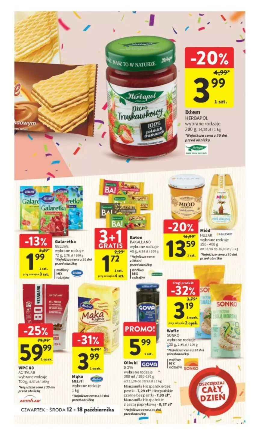 Gazetka promocyjna Intermarche - ważna 12.10 do 18.10.2023 - strona 27 - produkty: Bakalland, Dżem, Gala, Galaretka, Herbapol, Mąka, Miód, Oliwki, Sonko, Wafle