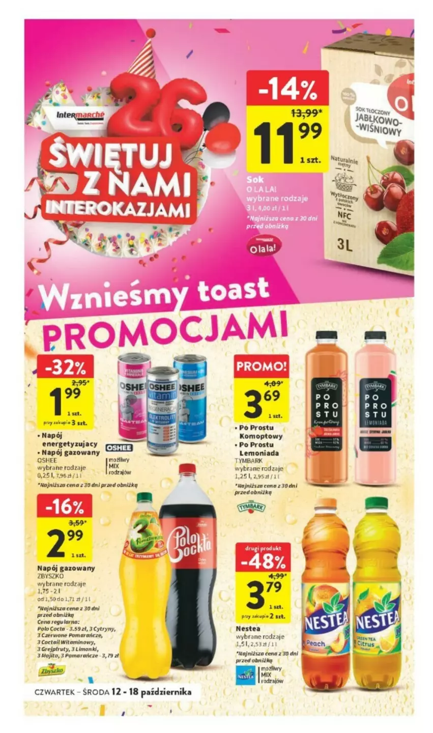 Gazetka promocyjna Intermarche - ważna 12.10 do 18.10.2023 - strona 30 - produkty: Cytryny, Grejpfrut, Lemoniada, Mop, Napój, Napój gazowany, Nestea, Oshee, Pomarańcze, Sok, Tymbark