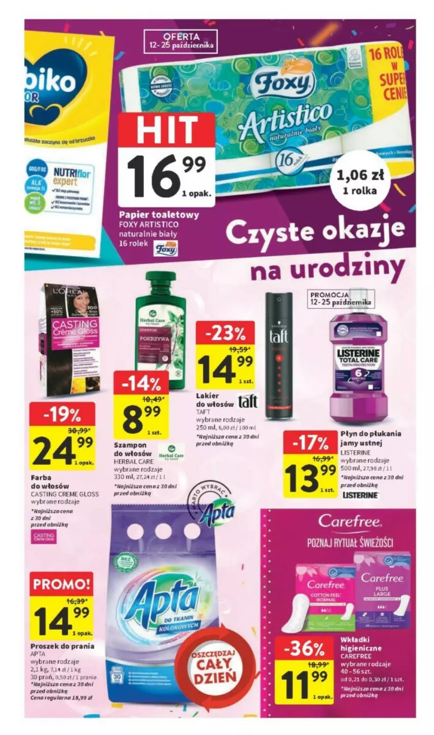 Gazetka promocyjna Intermarche - ważna 12.10 do 18.10.2023 - strona 36 - produkty: Fa, Farba do włosów, Foxy, Lakier, Lakier do włosów, Listerine, Papier, Papier toaletowy, Płyn do płukania, Płyn do płukania jamy ustnej, Proszek do prania, Szampon, Taft