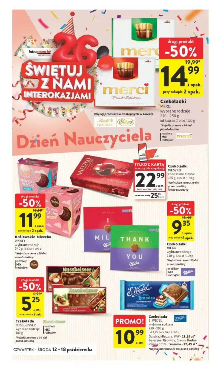 Gazetka promocyjna Intermarche - ważna 12.10 do 18.10.2023 - strona 4 - produkty: Brownie, Czekolada, Fa, Królewski, Królewskie Mleczko, Milka, Mleczko, Ser, Wawel