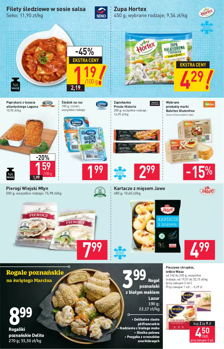 Gazetka promocyjna Stokrotka - Supermarket - ważna 04.11 do 09.11.2021 - strona 8 - produkty: Chrupki, Hortex, Lazur, Lisner, Papryka, Paprykarz, Piec, Pieczywo, Pieczywo chrupkie, Pierogi, Rogal, Salsa, SEKO, Sos, Wasa, Zapiekanka, Zupa