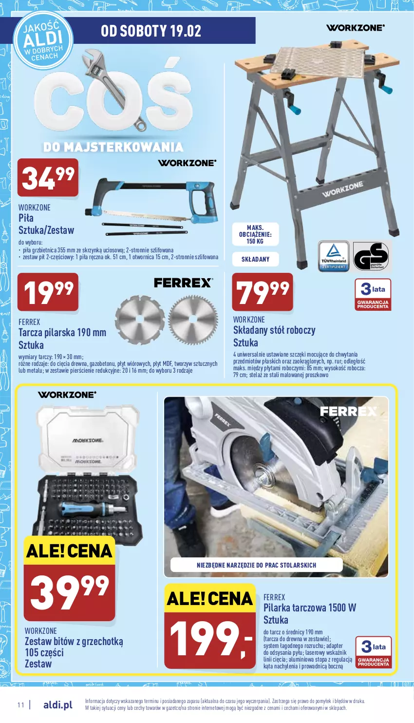 Gazetka promocyjna Aldi - Katalog Moda i Dom - ważna 14.02 do 19.02.2022 - strona 11 - produkty: Bitów z grzechotką, Pilarka tarczowa, Płyta, Ser, Sok, Stół, Top