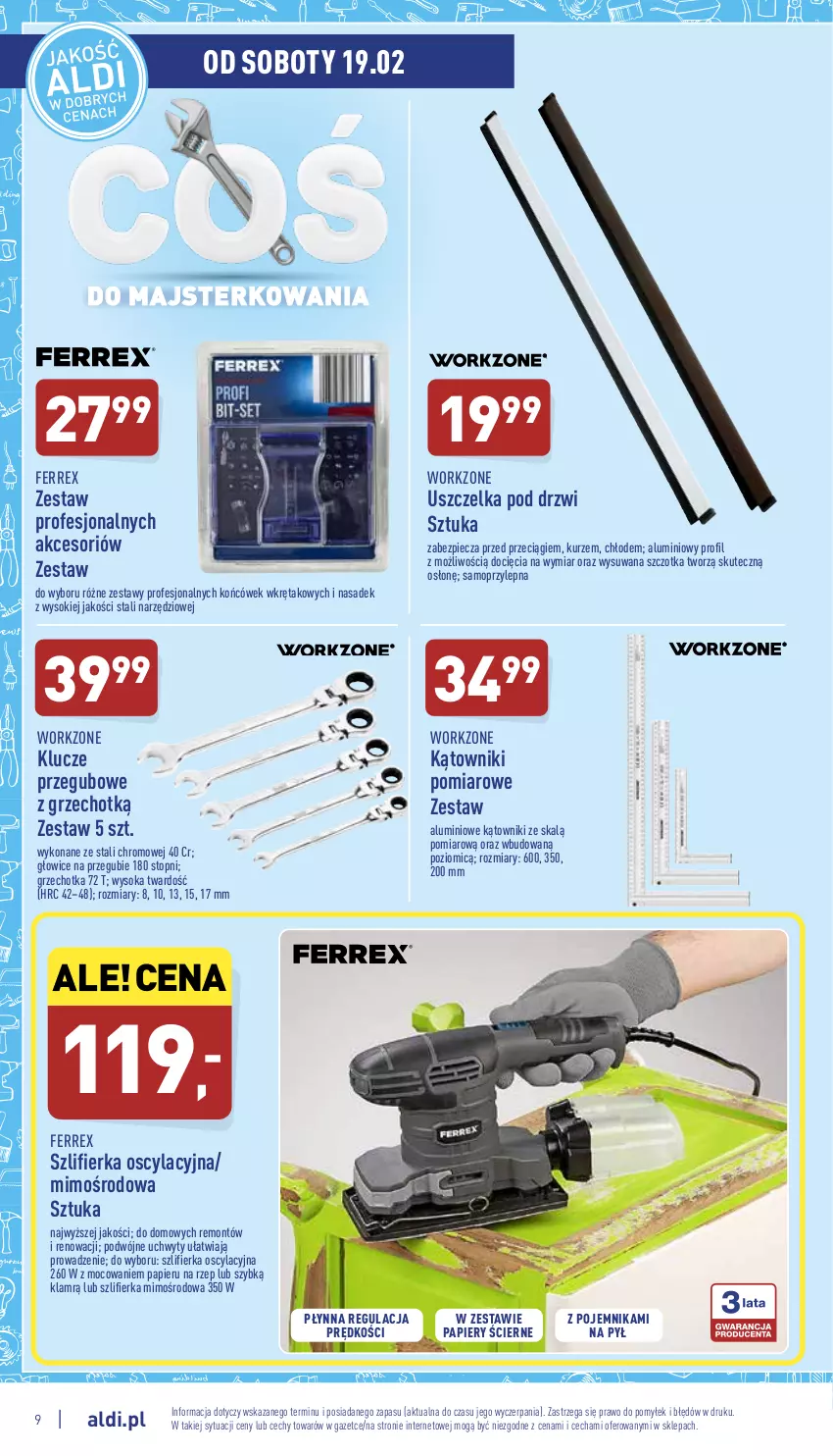 Gazetka promocyjna Aldi - Katalog Moda i Dom - ważna 14.02 do 19.02.2022 - strona 9 - produkty: Drzwi, Mop, Papier, Piec, Pojemnik, Sok, Szczotka, Szlifierka, Top, Uchwyty, Wkręt