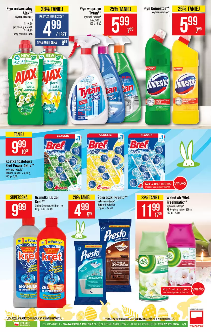 Gazetka promocyjna PoloMarket - Gazetka promocyjna  r - ważna 10.03 do 16.03.2021 - strona 49 - produkty: Air Wick, Bref, Domestos, Flora, Gra, Kret, Laur, Presto, Tera, Tytan