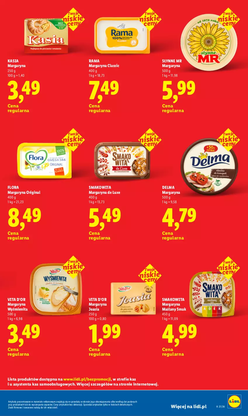 Gazetka promocyjna Lidl - Rewolucja cenowa! - ważna 22.08 do 30.09.2026 - strona 13 - produkty: Delma, Flora, Gin, Kasia, Margaryna, Rama, Słynne, Smakowita