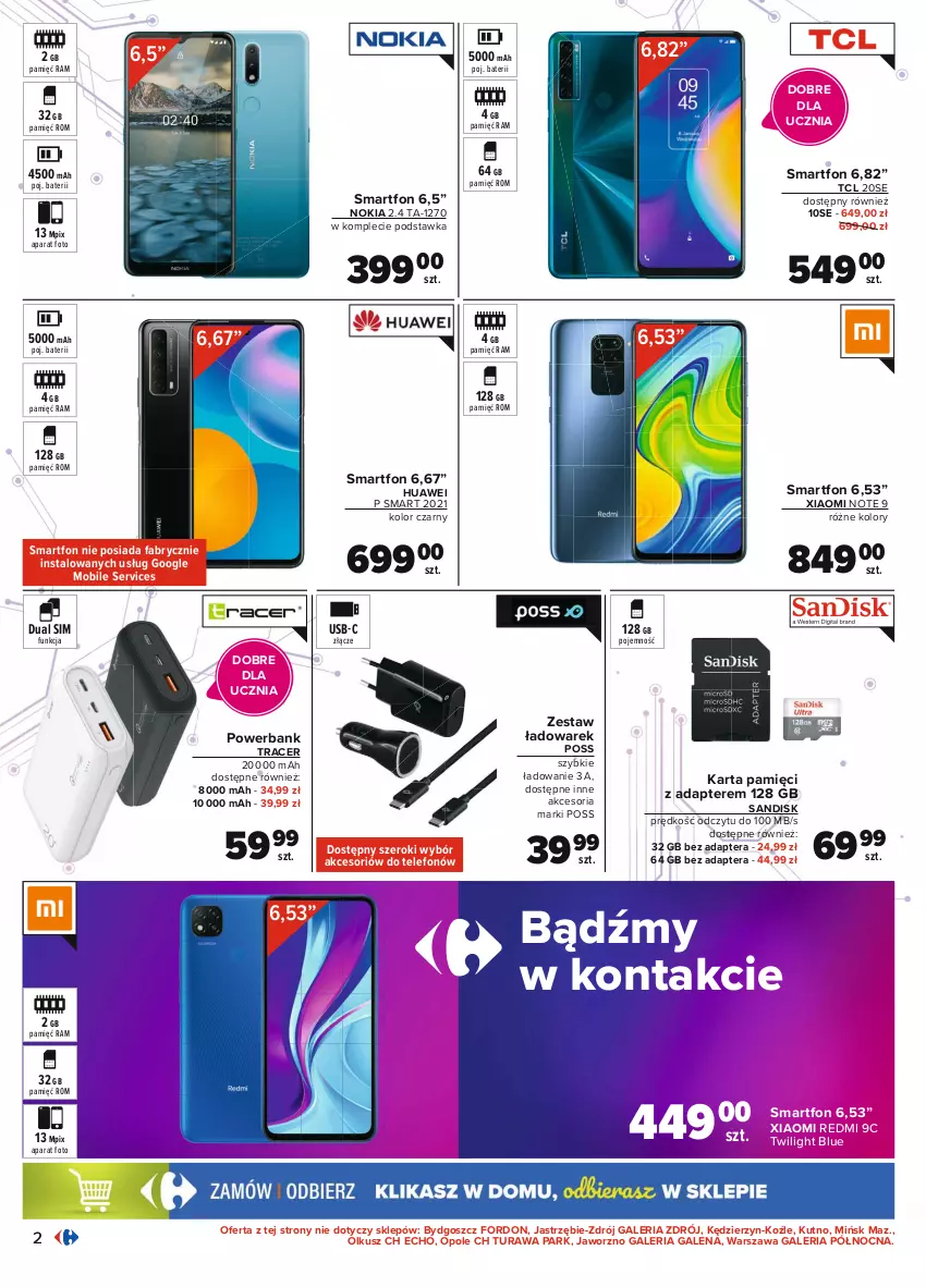 Gazetka promocyjna Carrefour - Gazetka Multimedia - ważna 16.08 do 04.09.2021 - strona 2 - produkty: Acer, Fa, Huawei, Karta pamięci, Mobil, Nokia, Powerbank, Ser, Smartfon, Telefon, Tera