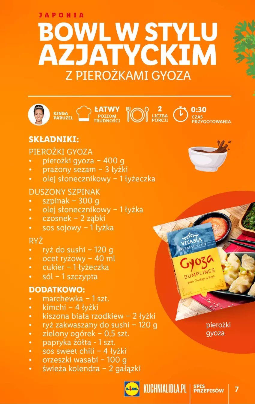 Gazetka promocyjna Lidl - KATALOG VITASIA - ważna 07.08 do 12.08.2023 - strona 7 - produkty: Cukier, Czosnek, Kolendra, Marchewka, Ocet, Ocet ryżowy, Ogórek, Olej, Olej słonecznikowy, Orzeszki, Papryka, Papryka żółta, Ryż, Ryż do sushi, Sezam, Sól, Sos, Sushi, Szpinak, Wasa