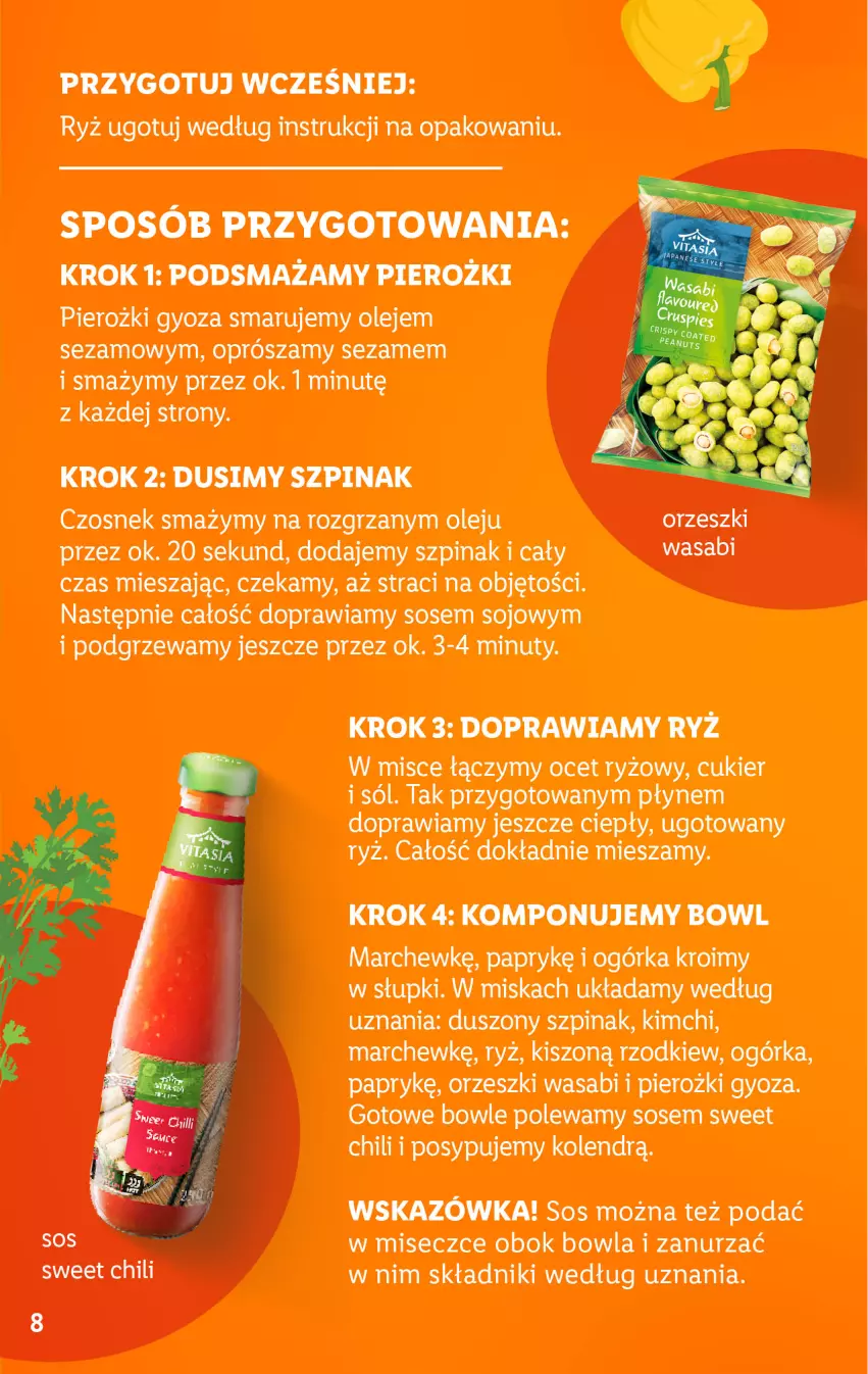 Gazetka promocyjna Lidl - KATALOG VITASIA - ważna 07.08 do 12.08.2023 - strona 8 - produkty: Cukier, Czosnek, Miska, Nuty, Ocet, Ocet ryżowy, Olej, Orzeszki, Ryż, Sezam, Sól, Sos, Szpinak, Wasa