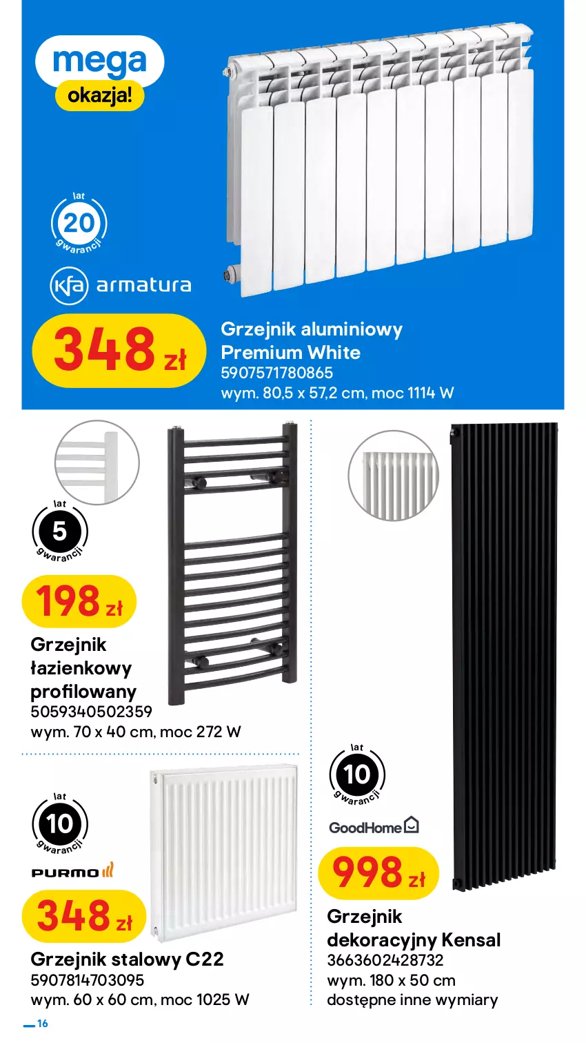 Gazetka promocyjna Castorama - ważna 25.05 do 12.06.2022 - strona 16 - produkty: Grzejnik, Grzejnik łazienkowy, Grzejnik stalowy, Koc, Kocioł gazowy, Rura