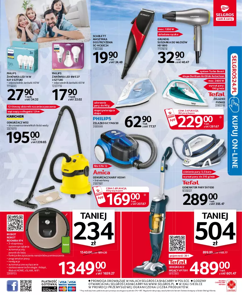 Gazetka promocyjna Selgros - Oferta przemysłowa - ważna 18.02 do 24.02.2021 - strona 3 - produkty: Generator pary, Gra, IRobot, LG, Maszynka, Narożnik, Odkurzacz, Philips, Rama, Robot, Roomba, Sok, Suszarka, Szynka, Top