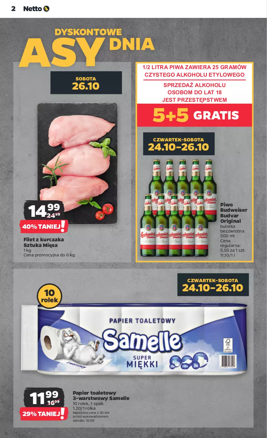 Gazetka promocyjna Netto - Artykuły spożywcze - ważna 24.10 do 30.10.2024 - strona 2 - produkty: Gin, Gra, Kurczak, Papier, Papier toaletowy, Piwa, Piwo, Ser