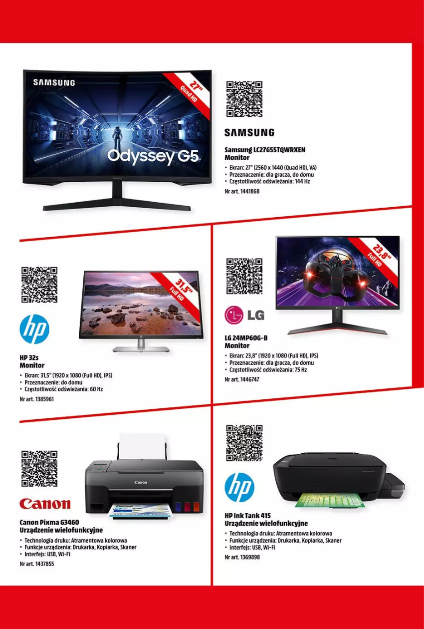 Gazetka promocyjna Media Markt - Gazetka Media Markt - ważna 01.10 do 31.10.2022 - strona 13 - produkty: Canon, Drukarka, Gra, HP, LG, Monitor, Samsung, Skaner, Urządzenie wielofunkcyjne