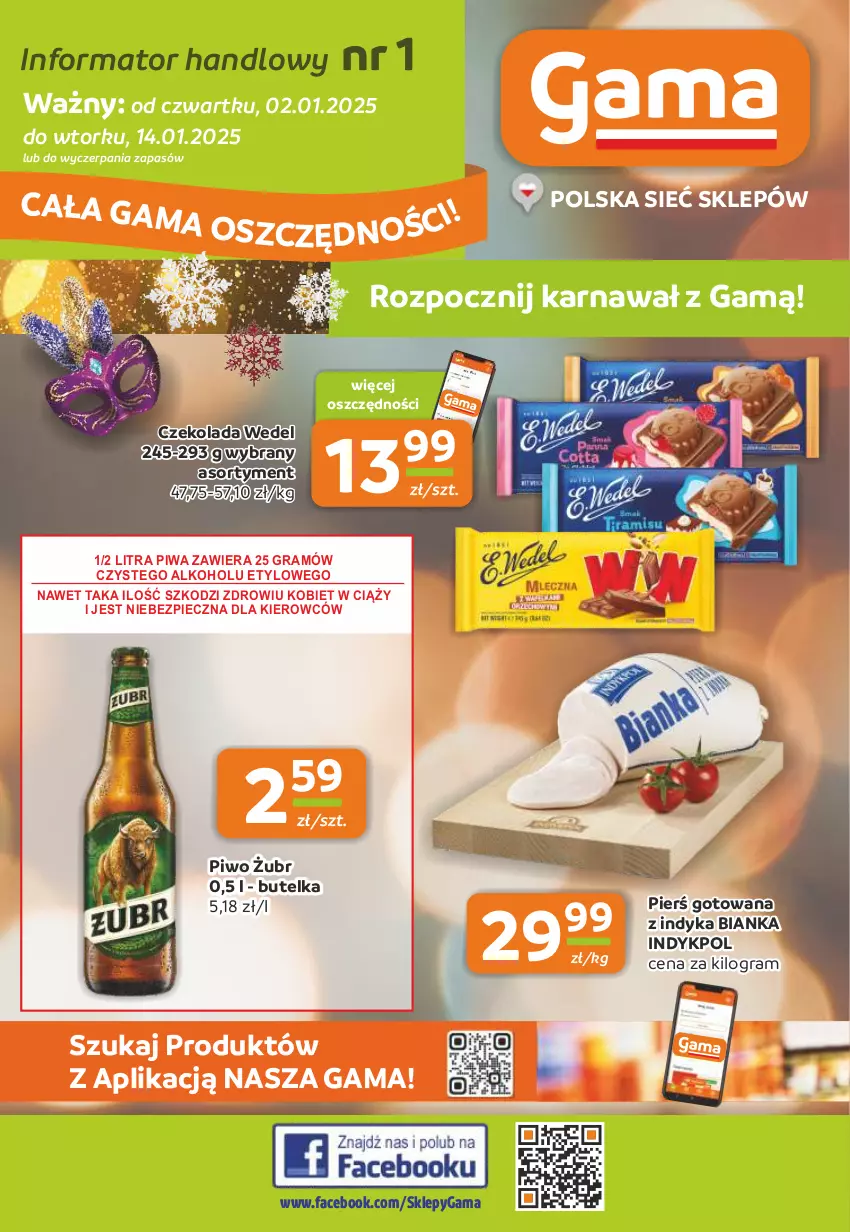 Gazetka promocyjna Gama - Gazetka Gama - ważna 02.01 do 14.01.2025 - strona 1 - produkty: Bianka, Czekolada, Fa, Gra, Piec, Piwa, Piwo