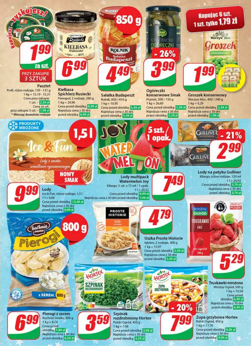 Gazetka promocyjna Dino - Gazetka 49 - ważna 05.12 do 12.12.2023 - strona 11 - produkty: Groszek, Hortex, Kiełbasa, Kuchnia, LG, Lody, Melon, Ogród, Pasztet, Pierogi, Prymat, Rolnik, Sałat, Sałatka, Ser, Spichlerz Rusiecki, Szpinak, Truskawki, Zupa