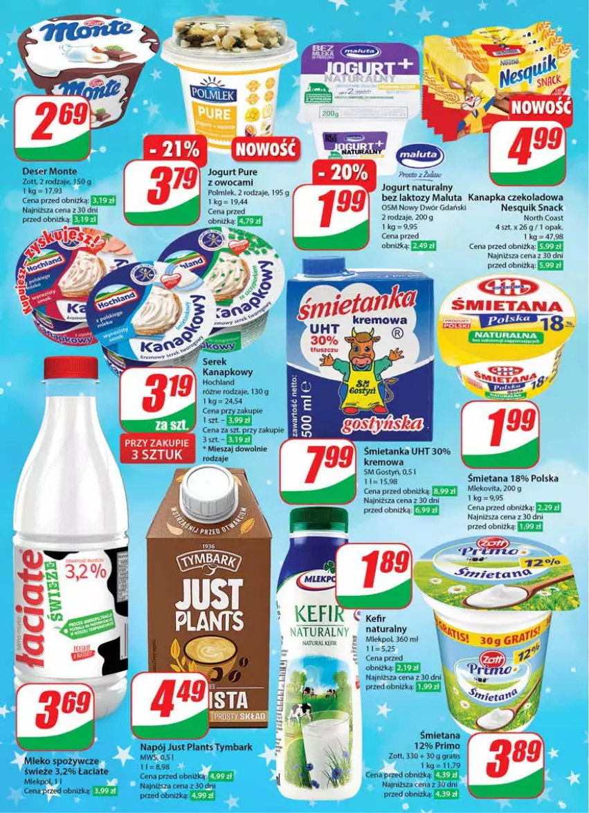 Gazetka promocyjna Dino - Gazetka 49 - ważna 05.12 do 12.12.2023 - strona 16 - produkty: Deser, Gra, Hochland, Jogurt, Jogurt naturalny, Kefir, Kefir naturalny, Mleko, Monte, Napój, Nesquik, Pur, Ser, Tymbark, Zott