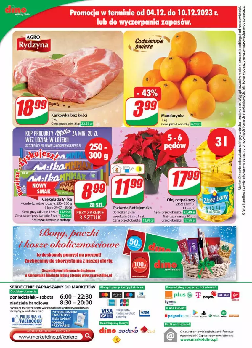 Gazetka promocyjna Dino - Gazetka 49 - ważna 05.12 do 12.12.2023 - strona 28 - produkty: Czekolada, Gwiazda, Milka, Olej, Olej rzepakowy, Ser, Sok, Tera