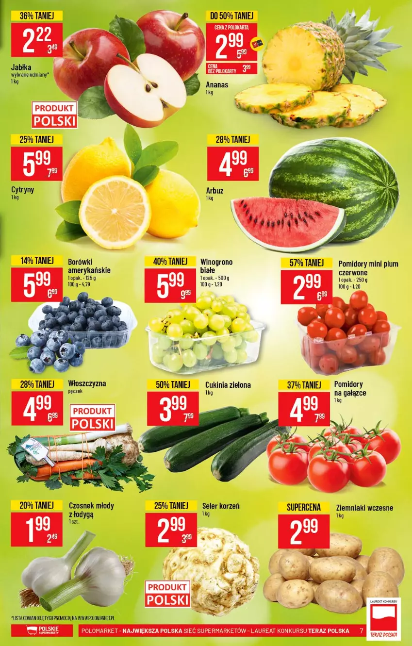 Gazetka promocyjna PoloMarket - Gazetka promocyjna  r - ważna 12.05 do 18.05.2021 - strona 7 - produkty: Ananas, Arbuz, Cytryny, Czosnek, Fa, Pomidory, Seler korzeń, Wino, Ziemniaki