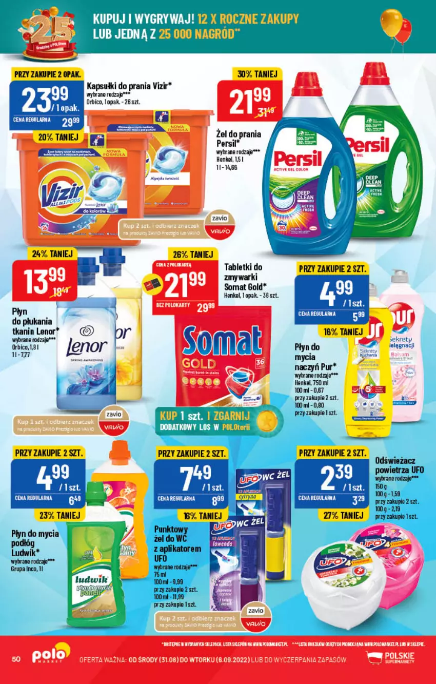 Gazetka promocyjna PoloMarket - Gazetka pomocyjna - ważna 31.08 do 06.09.2022 - strona 50 - produkty: BIC, Kapsułki do prania, Lenor, Persil, Pur, Somat, Somat gold, Tablet, Vizir, Zmywarki