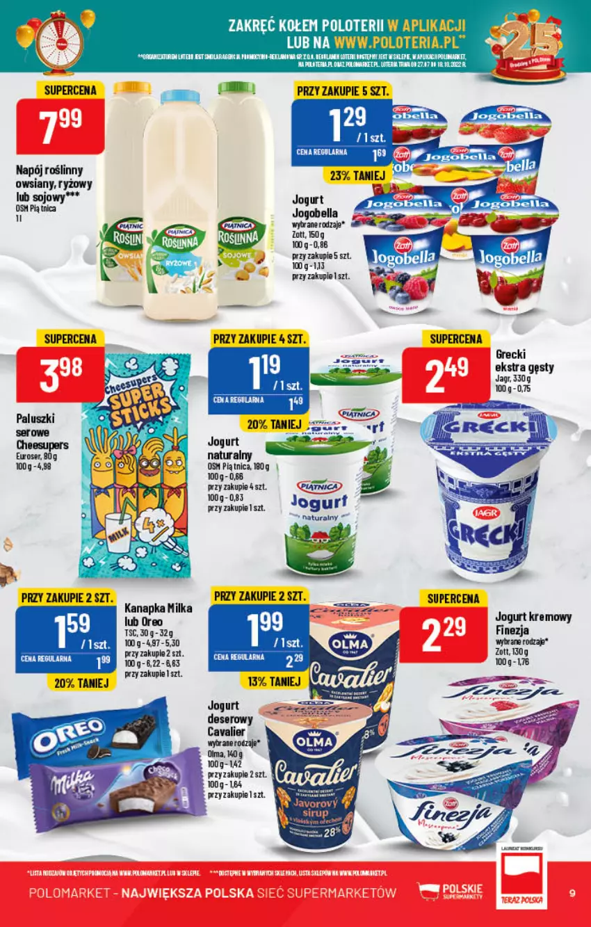 Gazetka promocyjna PoloMarket - Gazetka pomocyjna - ważna 31.08 do 06.09.2022 - strona 9 - produkty: Bell, Bella, Deser, Jogobella, Jogurt, Milka, Mola, Napój, Napój roślinny, Olma, Oreo, Piątnica, Ryż, Ser