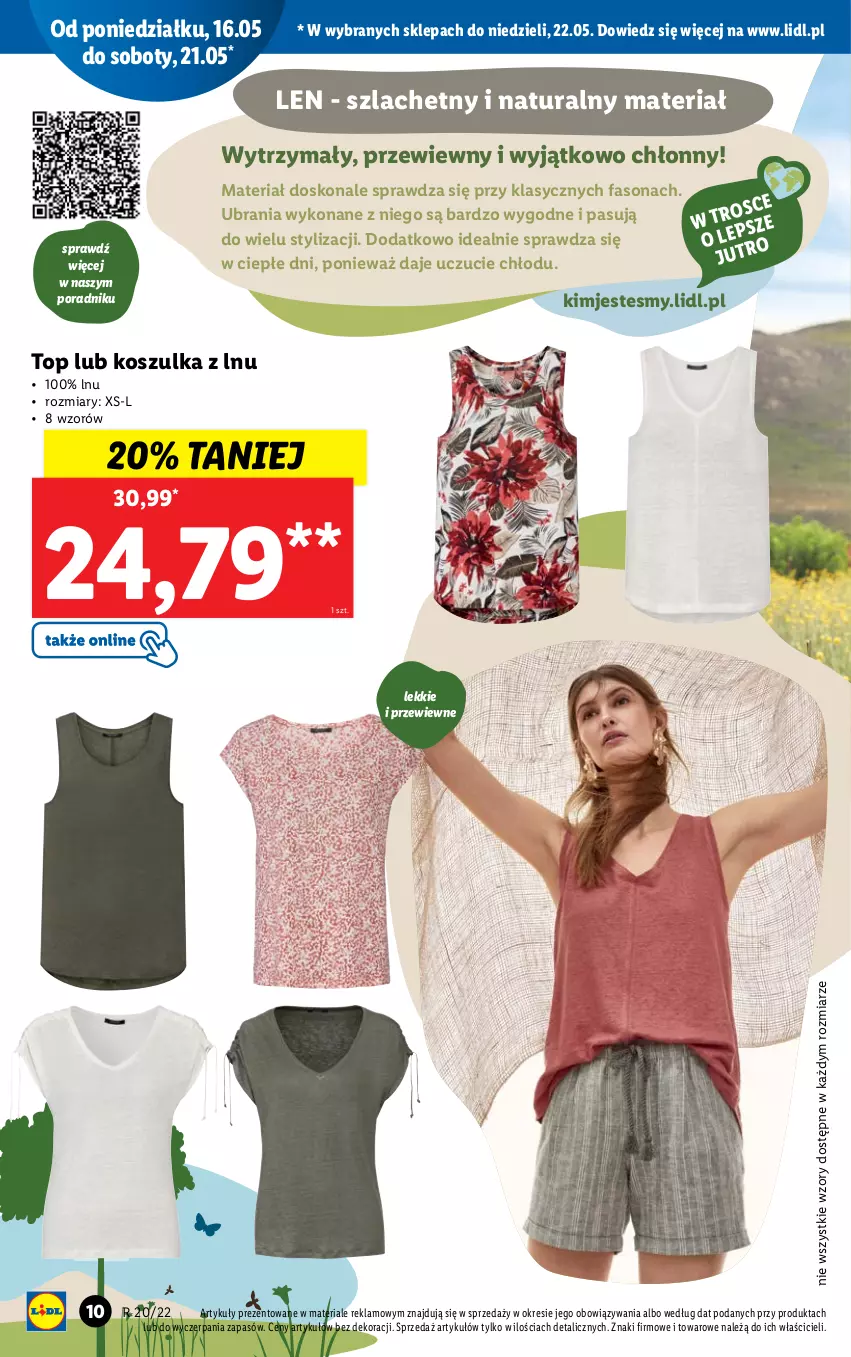 Gazetka promocyjna Lidl - GAZETKA - ważna 16.05 do 22.05.2022 - strona 10 - produkty: Fa, Kosz, Koszulka, Por, Top, Ubrania