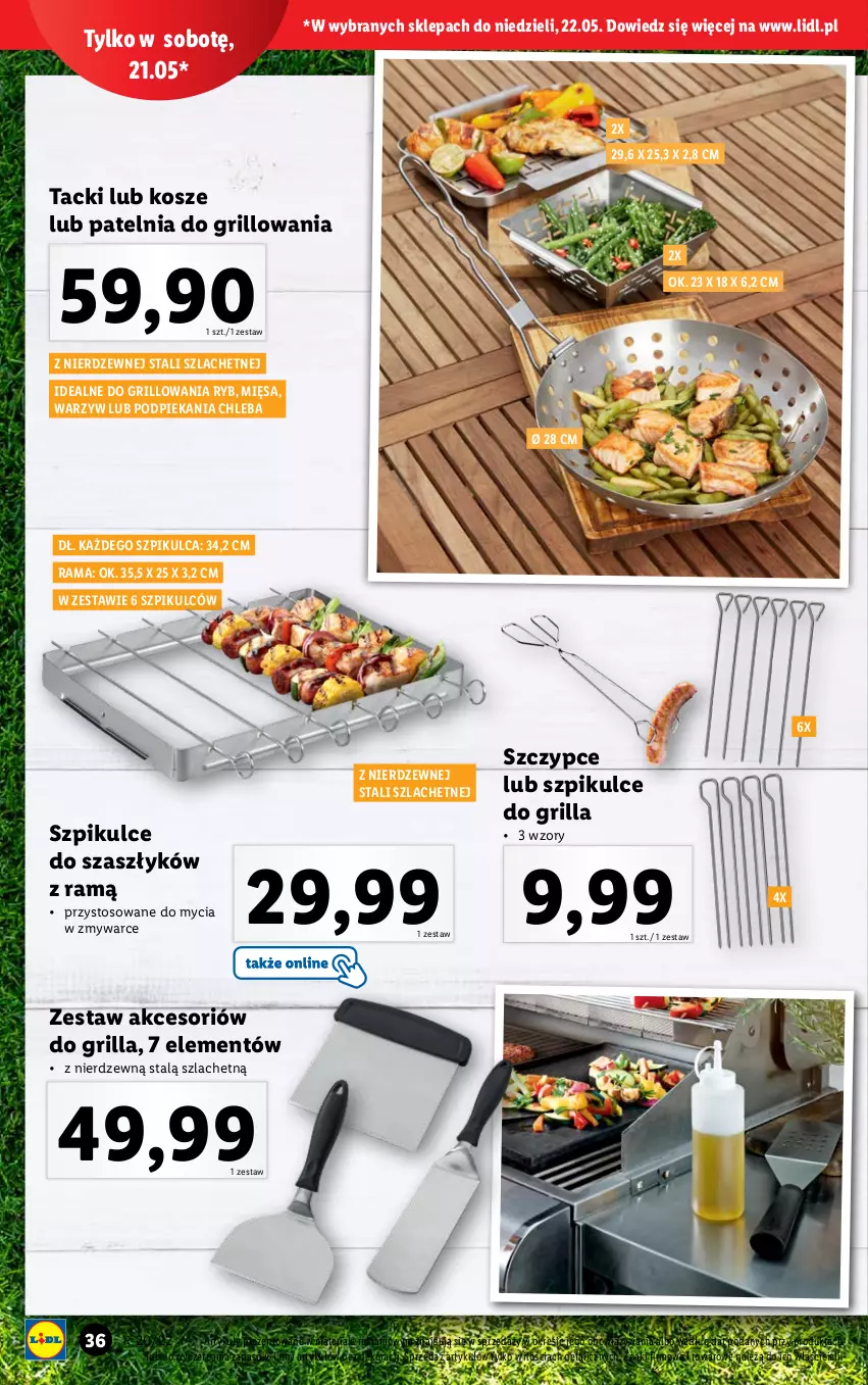 Gazetka promocyjna Lidl - GAZETKA - ważna 16.05 do 22.05.2022 - strona 38 - produkty: Chleb, Grill, Kosz, Patelnia, Rama, Szczypce