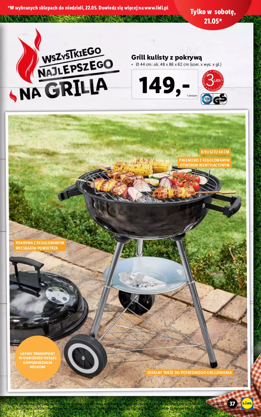 Gazetka promocyjna Lidl - GAZETKA - ważna 16.05 do 22.05.2022 - strona 39 - produkty: Grill, Palenisko, Pokrywa, Por, Sport, Tran