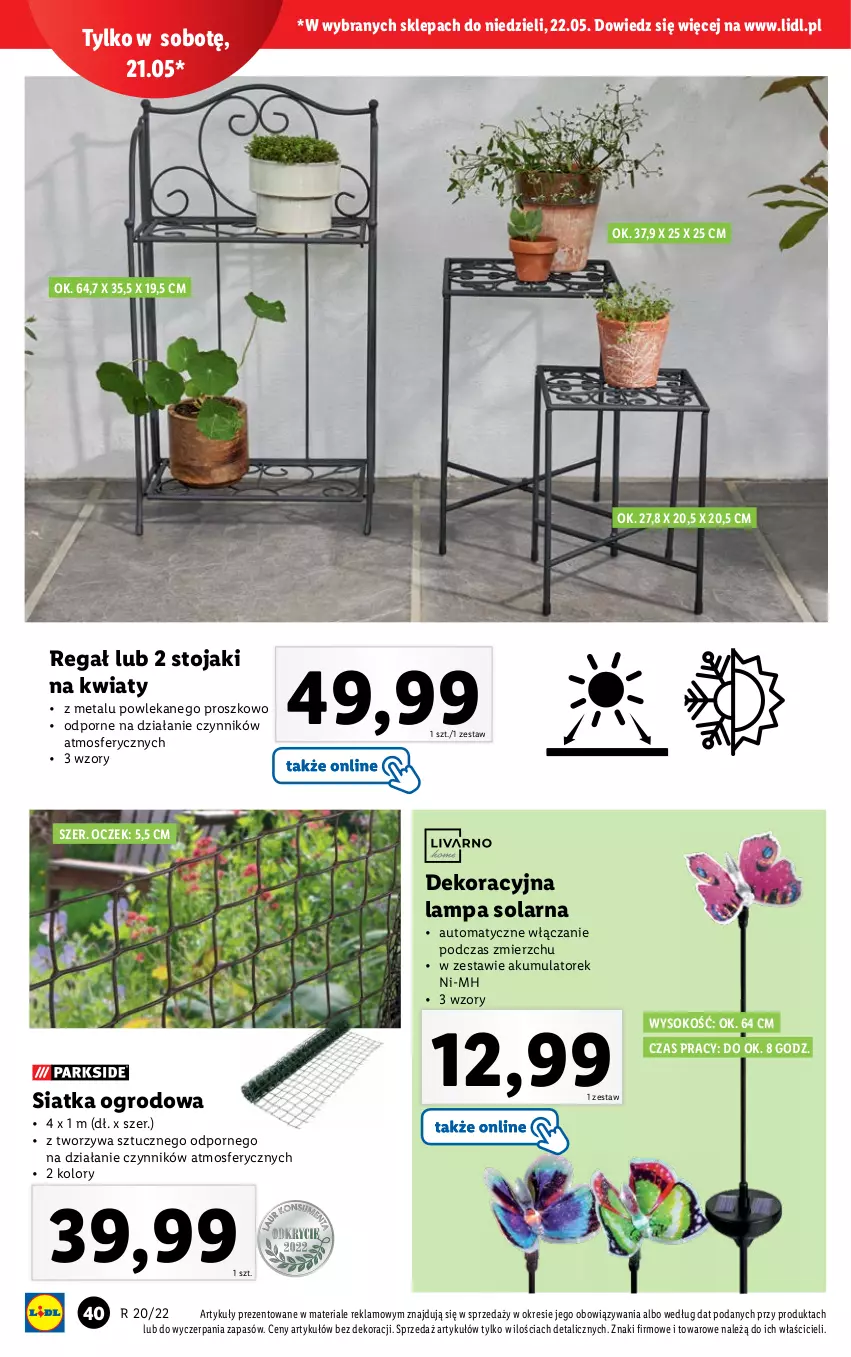 Gazetka promocyjna Lidl - GAZETKA - ważna 16.05 do 22.05.2022 - strona 42 - produkty: Akumulator, Lampa, Por, Regał, Siatka, Sok, Stojak