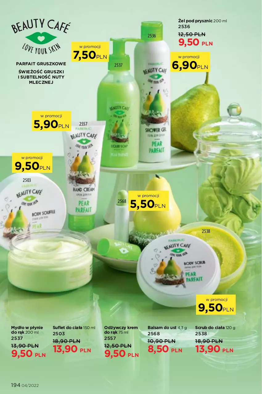 Gazetka promocyjna Faberlic - ważna 21.02 do 13.03.2022 - strona 194 - produkty: Balsam do ust, Fa, Gruszki, Krem do rąk, Mydło, Mydło w płynie, Nuty