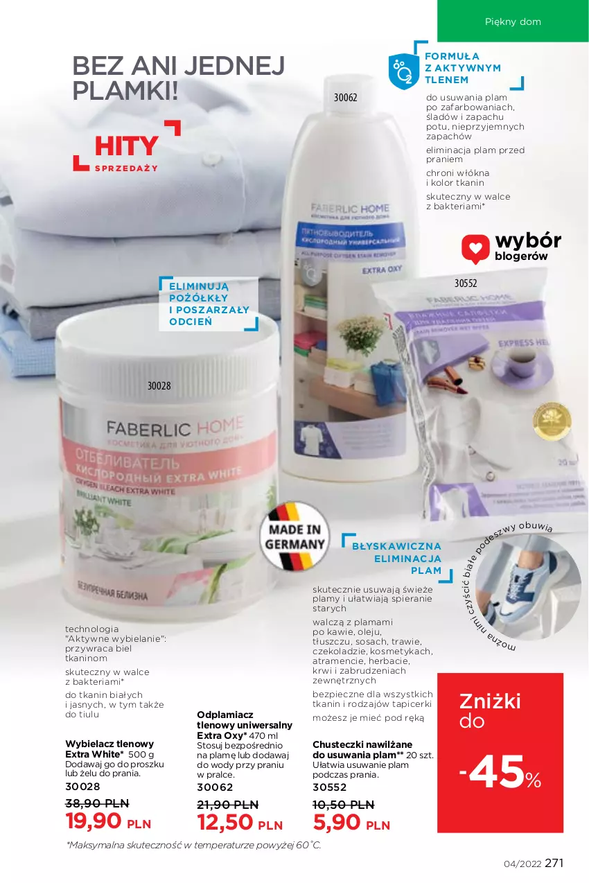 Gazetka promocyjna Faberlic - ważna 21.02 do 13.03.2022 - strona 271 - produkty: Chusteczki, Cień, Fa, Odplamiacz, Olej, Piec, Sos