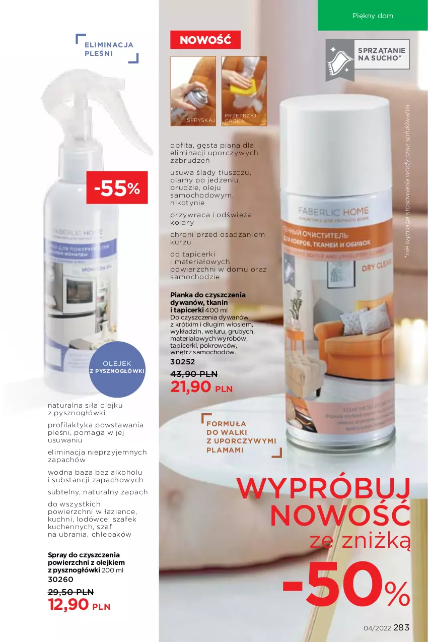 Gazetka promocyjna Faberlic - ważna 21.02 do 13.03.2022 - strona 283 - produkty: Chleb, Chlebak, Dywan, Olej, Pianka do czyszczenia, Por, Spray do czyszczenia, Sprzątanie, Ubrania