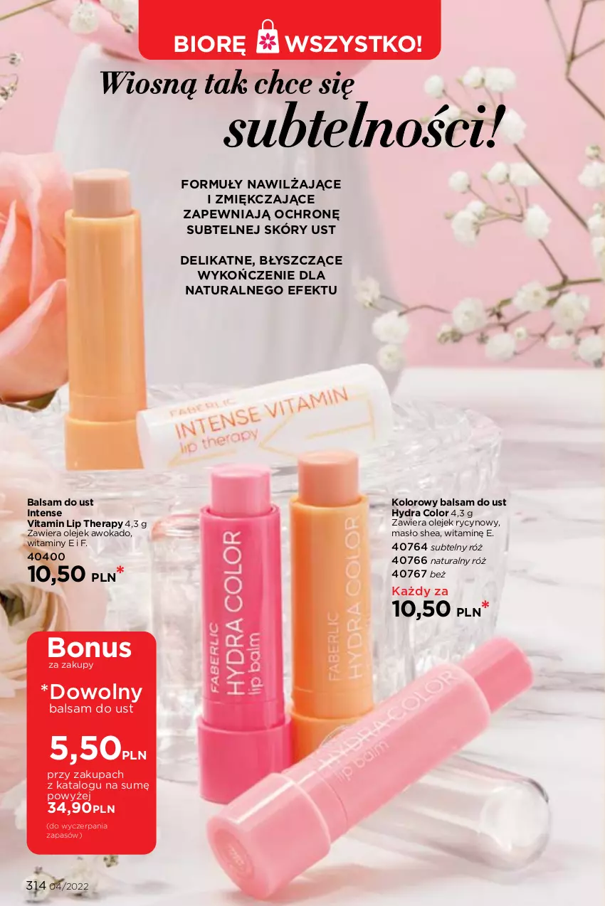 Gazetka promocyjna Faberlic - ważna 21.02 do 13.03.2022 - strona 314 - produkty: Balsam do ust, Masło, Olej