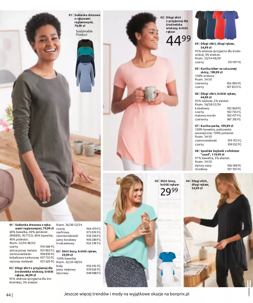 Gazetka promocyjna Bonprix - Wiosenna moda - ważna 07.03 do 03.09.2022 - strona 46 - produkty: Długi shirt, Dres, Kawa, Kurtka, Lazur, Parka, Spodnie, Sukienka, Wełna