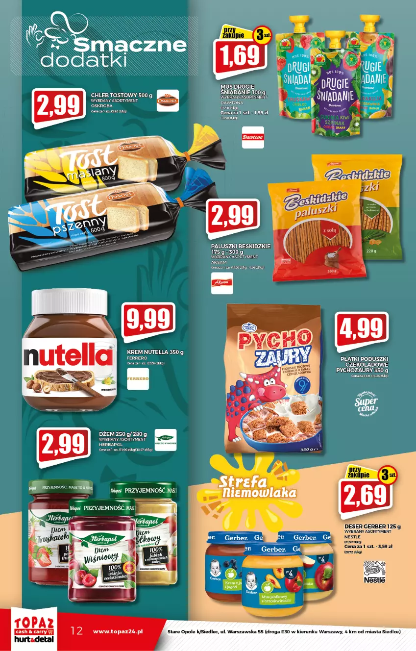 Gazetka promocyjna Topaz - Gazetka - ważna 02.09 do 08.09.2021 - strona 12 - produkty: Deser, Ferrero, Gerber, Ser, Top