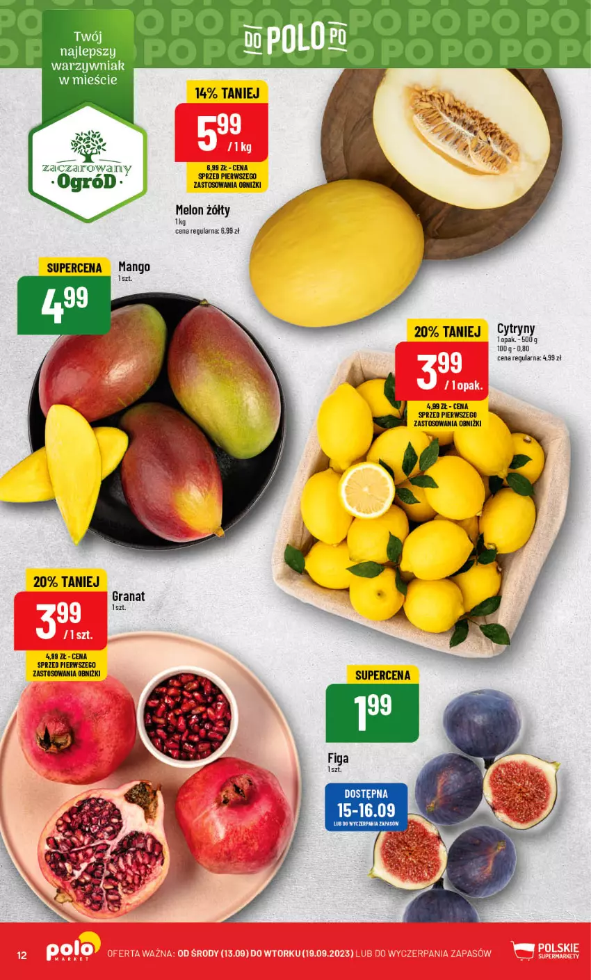 Gazetka promocyjna PoloMarket - Gazetka pomocyjna - ważna 13.09 do 19.09.2023 - strona 12 - produkty: Cytryny, Gra, Granat, Mango, Melon, Ogród